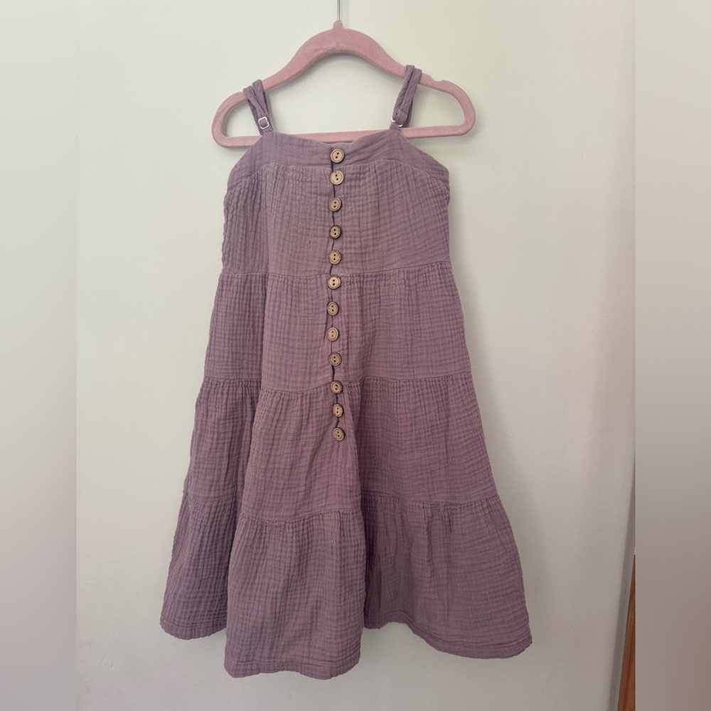 Cheeky Plum Lavender Buttoned Kids Dress